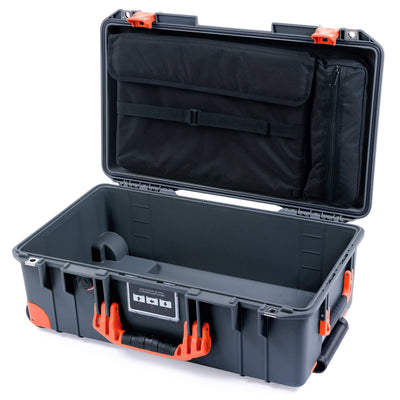 Pelican 1535 Air Case, Charcoal with Orange Handles, Push-Button Latches & Trolley Computer Pouch Only ColorCase 015350-0200-520-150-150