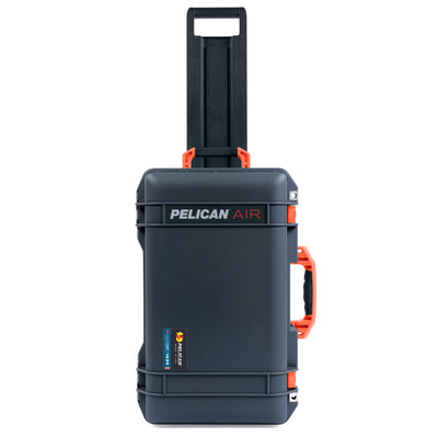 Pelican 1535 Air Case, Charcoal with Orange Handles, Push-Button Latches & Trolley ColorCase