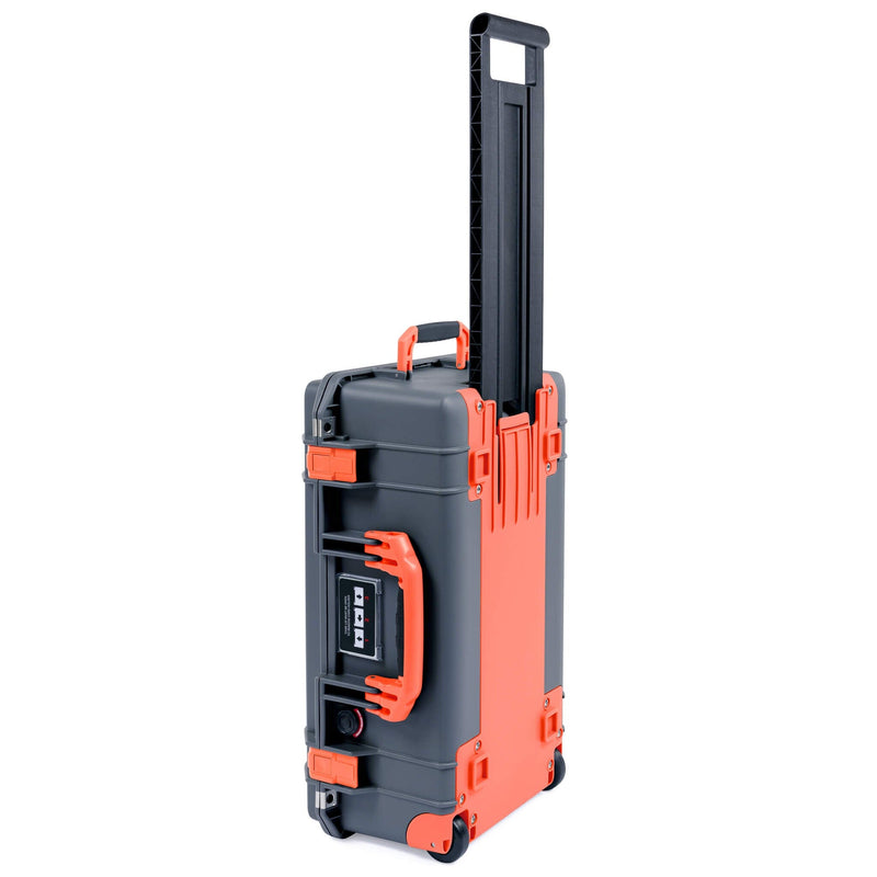 Pelican 1535 Air Case, Charcoal with Orange Handles, Push-Button Latches & Trolley ColorCase 