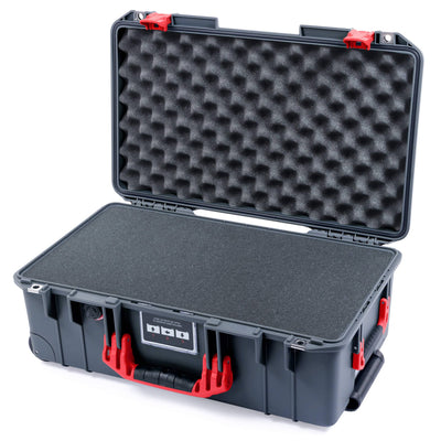 Pelican 1535 Air Case, Charcoal with Red Handles & Push-Button Latches Pick & Pluck Foam with Convoluted Lid Foam ColorCase 015350-0001-520-320