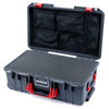 Pelican 1535 Air Case, Charcoal with Red Handles & Push-Button Latches Pick & Pluck Foam with Mesh Lid Organizer ColorCase 015350-0101-520-320