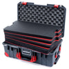 Pelican 1535 Air Case, Charcoal with Red Handles, Push-Button Latches & Trolley Custom Tool Kit (4 Foam Inserts with Convoluted Lid Foam) ColorCase 015350-0060-520-320-320