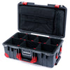 Pelican 1535 Air Case, Charcoal with Red Handles, Push-Button Latches & Trolley TrekPak Divider System with Computer Pouch ColorCase 015350-0220-520-320-320