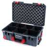 Pelican 1535 Air Case, Charcoal with Red Handles, Push-Button Latches & Trolley TrekPak Divider System with Convoluted Lid Foam ColorCase 015350-0020-520-320-320