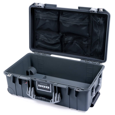 Pelican 1535 Air Case, Charcoal with Silver Handles & Push-Button Latches Mesh Lid Organizer Only ColorCase 015350-0100-520-180