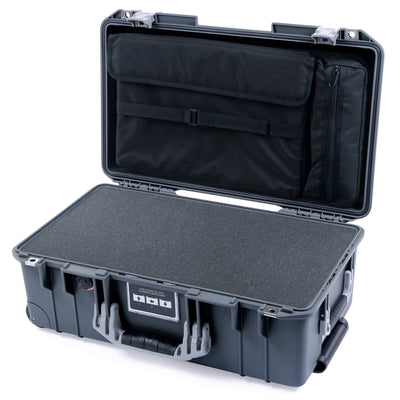 Pelican 1535 Air Case, Charcoal with Silver Handles & Push-Button Latches Pick & Pluck Foam with Computer Pouch ColorCase 015350-0201-520-180