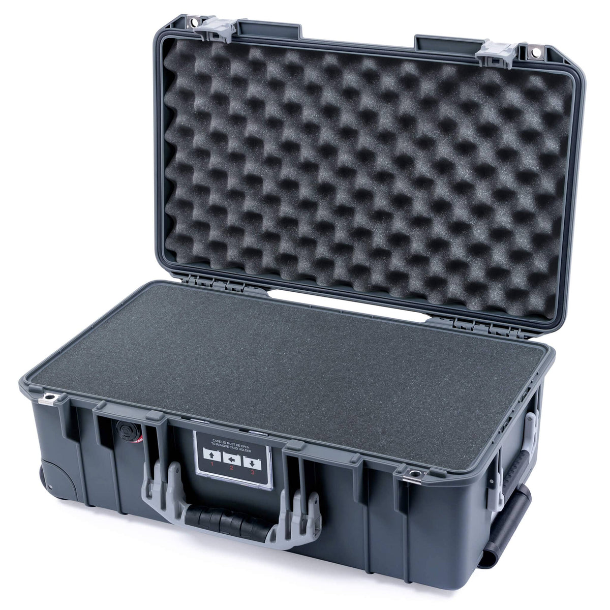 Pelican 1535 Air Case, Charcoal with Silver Handles &amp; Push-Button Latches Pick &amp; Pluck Foam with Convoluted Lid Foam ColorCase 015350-0001-520-180