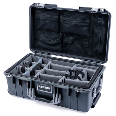 Pelican 1535 Air Case, Charcoal with Silver Handles & Push-Button Latches Gray Padded Microfiber Dividers with Mesh Lid Organizer ColorCase 015350-0170-520-180