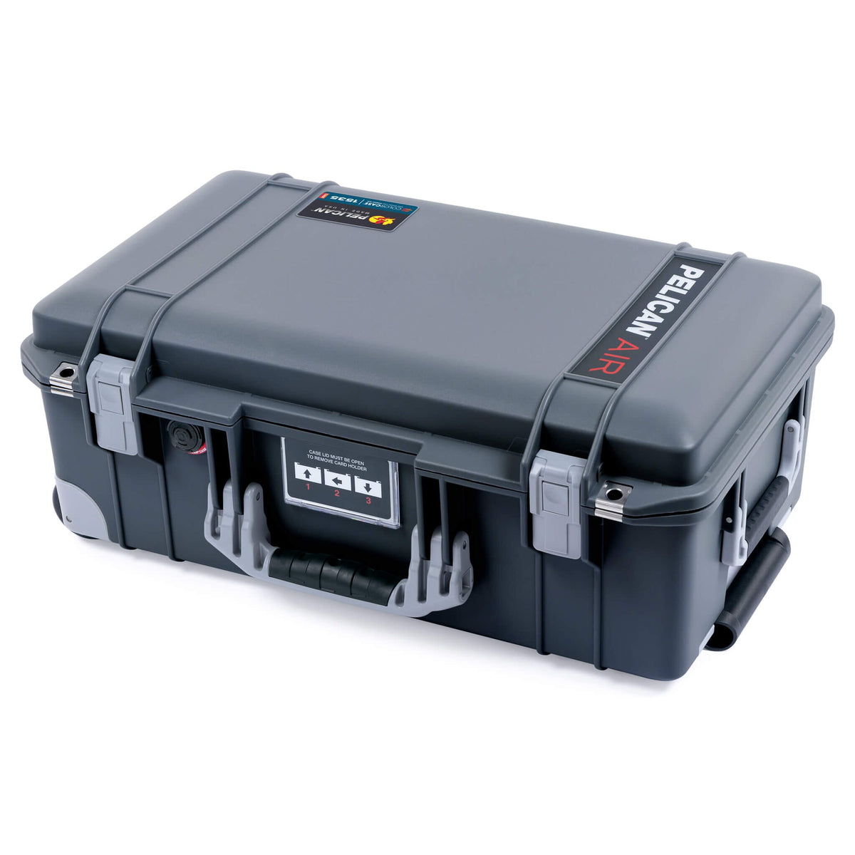 Pelican 1535 Air Case, Charcoal with Silver Handles, Push-Button Latches &amp; Trolley ColorCase 