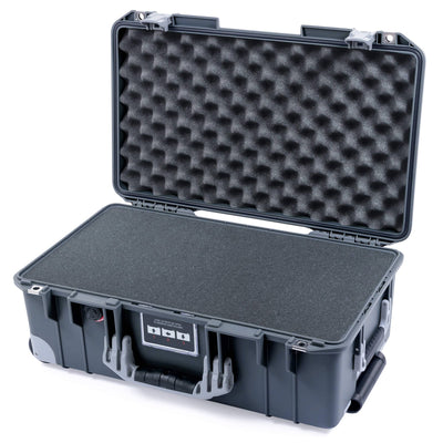 Pelican 1535 Air Case, Charcoal with Silver Handles, Push-Button Latches & Trolley Pick & Pluck Foam with Convoluted Lid Foam ColorCase 015350-0001-520-180-180