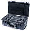 Pelican 1535 Air Case, Charcoal with Silver Handles, Push-Button Latches & Trolley Gray Padded Microfiber Dividers with Computer Pouch ColorCase 015350-0270-520-180-180