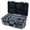 Pelican 1535 Air Case, Charcoal with Silver Handles, Push-Button Latches & Trolley Gray Padded Microfiber Dividers with Mesh Lid Organizer ColorCase 015350-0170-520-180-180