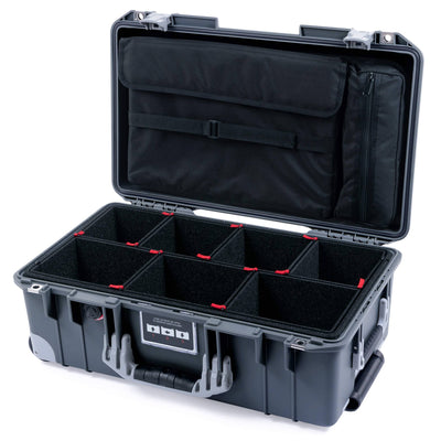 Pelican 1535 Air Case, Charcoal with Silver Handles, Push-Button Latches & Trolley TrekPak Divider System with Computer Pouch ColorCase 015350-0220-520-180-180