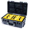Pelican 1535 Air Case, Charcoal with Silver Handles, Push-Button Latches & Trolley Yellow Padded Microfiber Dividers with Mesh Lid Organizer ColorCase 015350-0110-520-180-180
