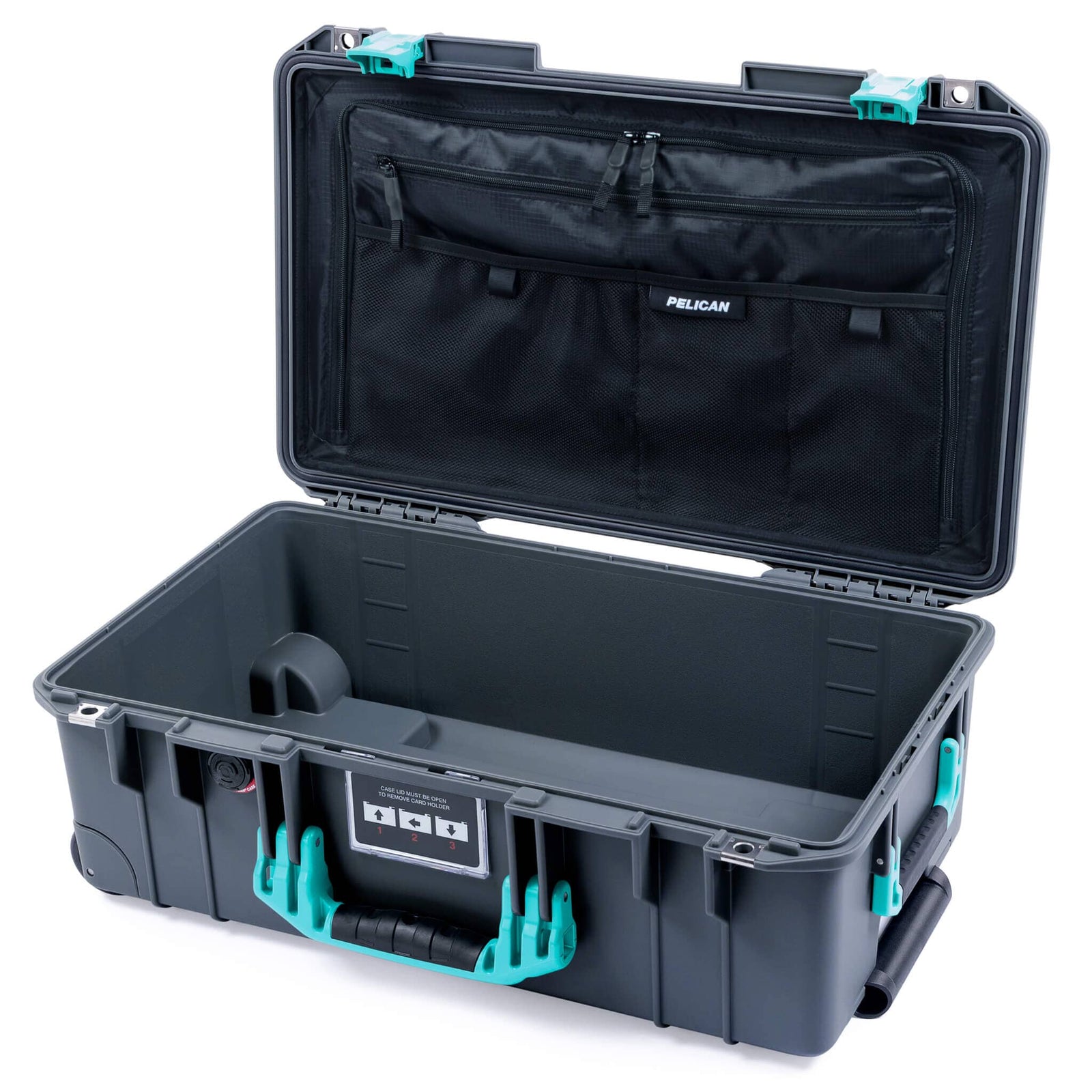 Pelican 1535 Air Case, Charcoal with Teal Handles & Latches TRVL Combo-Pouch Lid Organizer Only ColorCase 015350-0300-520-591