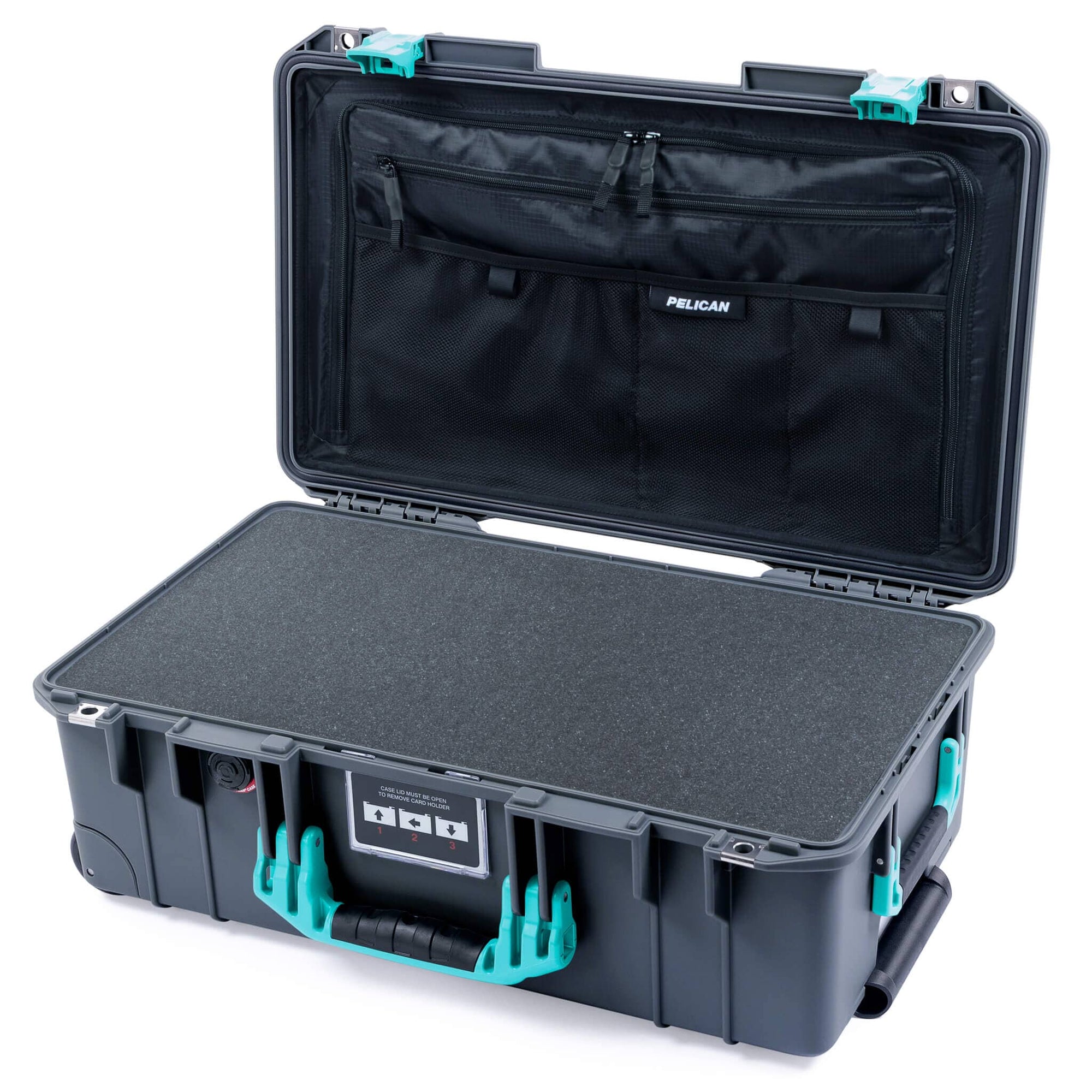 Pelican 1535 Air Case, Charcoal with Teal Handles & Latches ColorCase