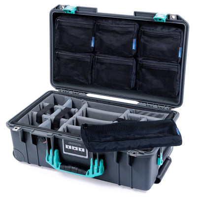 Pelican 1535 Air Case, Charcoal with Teal Handles & Latches ColorCase