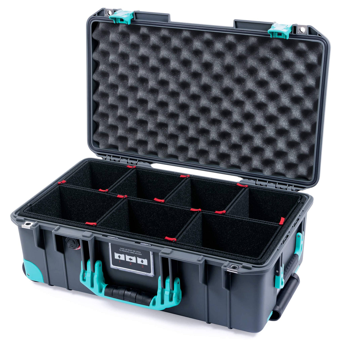 Pelican 1535 Air Case, Charcoal with Teal Handles, Latches &amp; Trolley ColorCase 
