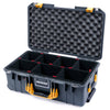 Pelican 1535 Air Case, Charcoal with Yellow Handles & Push-Button Latches TrekPak Divider System with Convoluted Lid Foam ColorCase 015350-0020-520-240