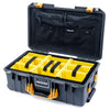 Pelican 1535 Air Case, Charcoal with Yellow Handles & Push-Button Latches Yellow Padded Microfiber Dividers with Combo-Pouch Lid Organizer ColorCase 015350-0310-520-240