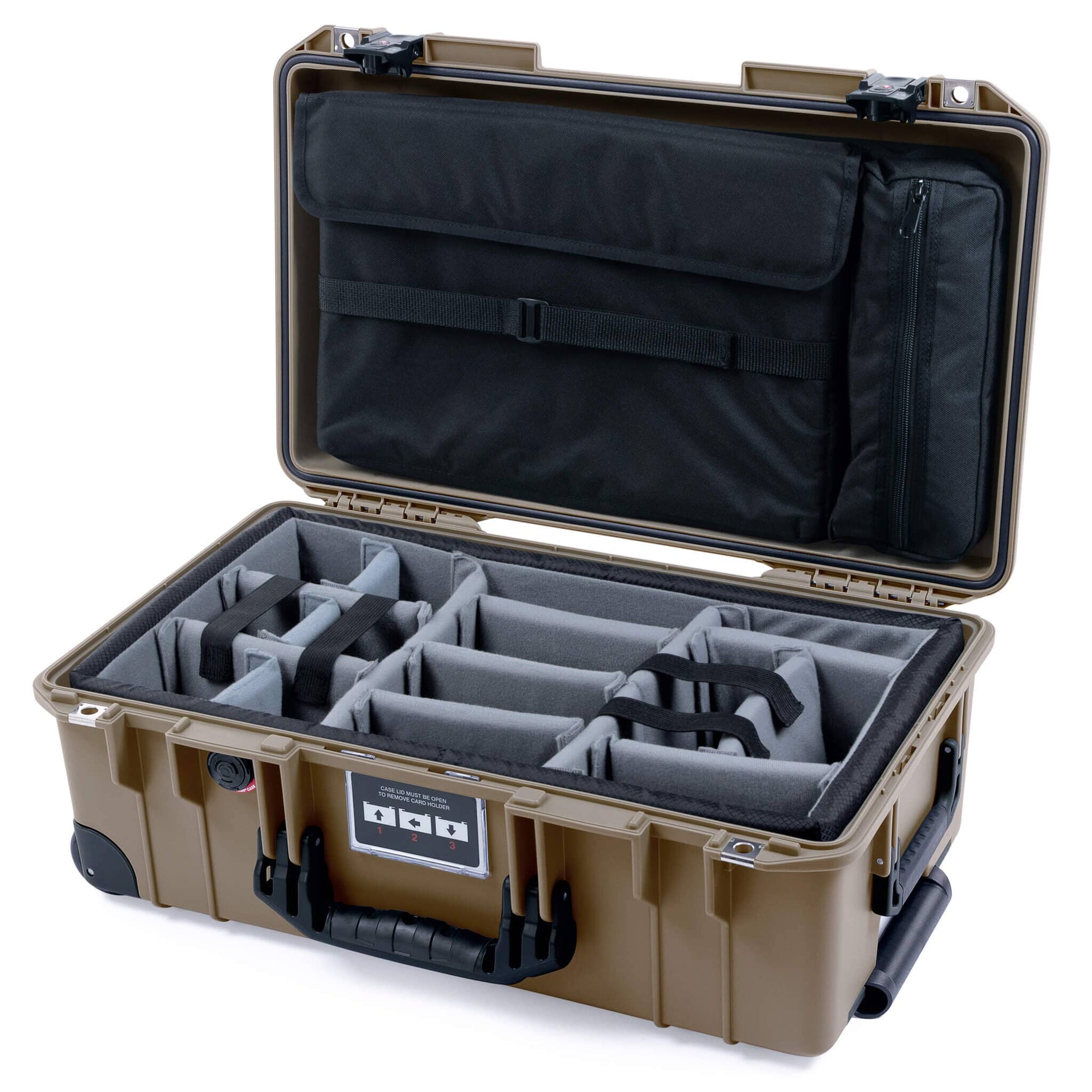Pelican 1535 Air Case, Dark Desert Dirt with Black Handles, TSA Locking Latches & Trolley ColorCase