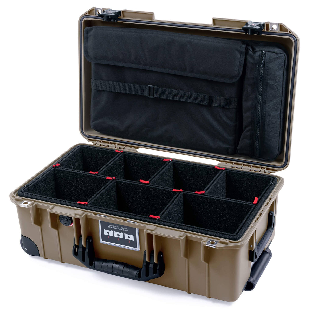 Pelican 1535 Air Case, Dark Desert Dirt with Black Handles, TSA Locking Latches &amp; Trolley ColorCase 