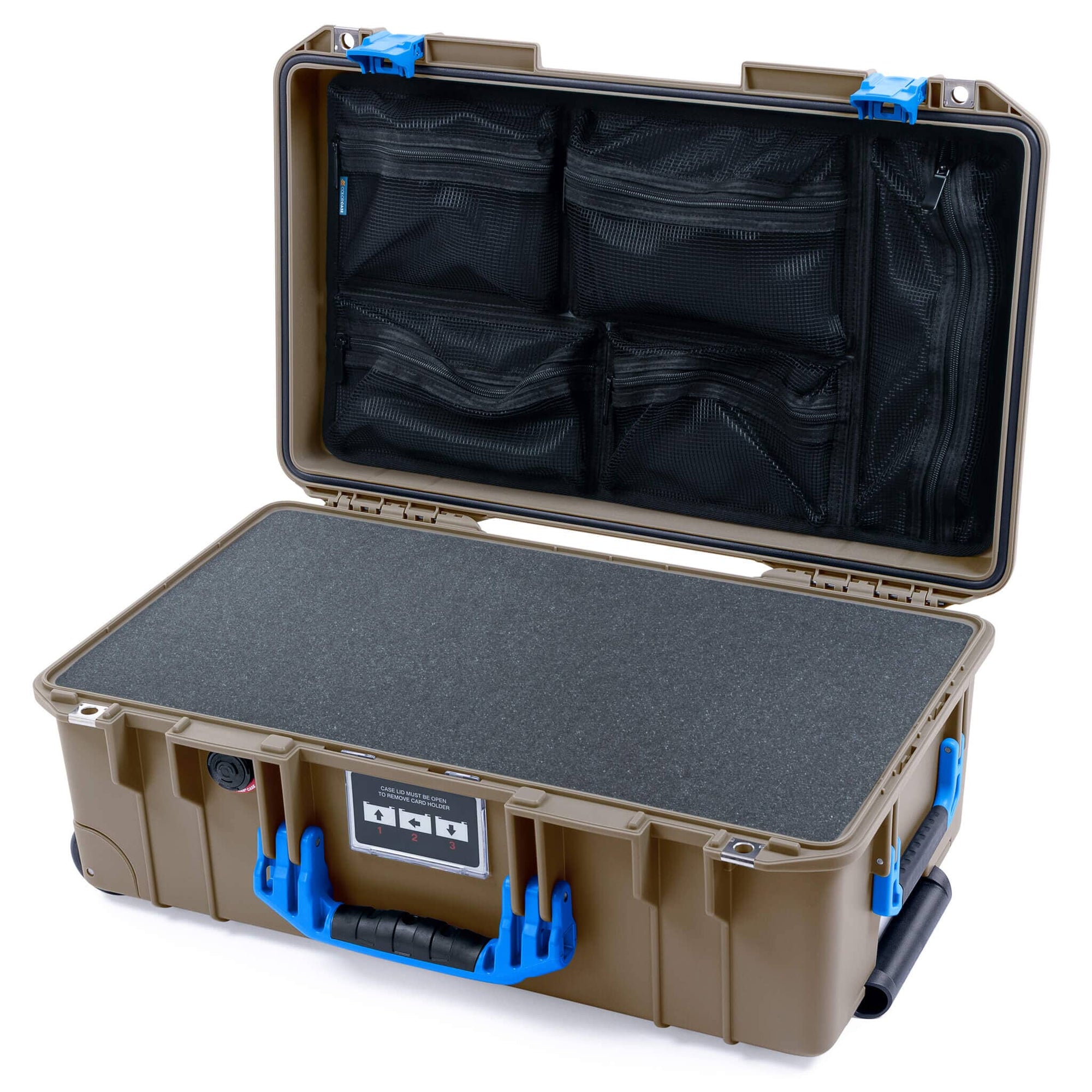 Pelican 1535 Air Case, Dark Desert Dirt with Blue Handles & Latches ColorCase
