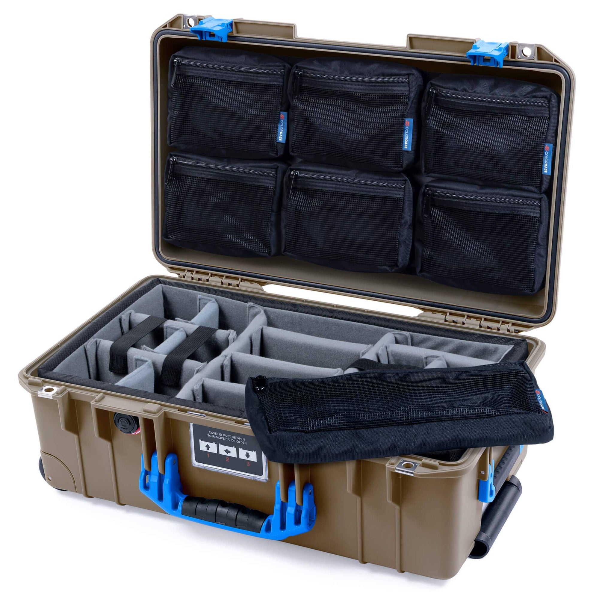 Pelican 1535 Air Case, Dark Desert Dirt with Blue Handles & Latches ColorCase
