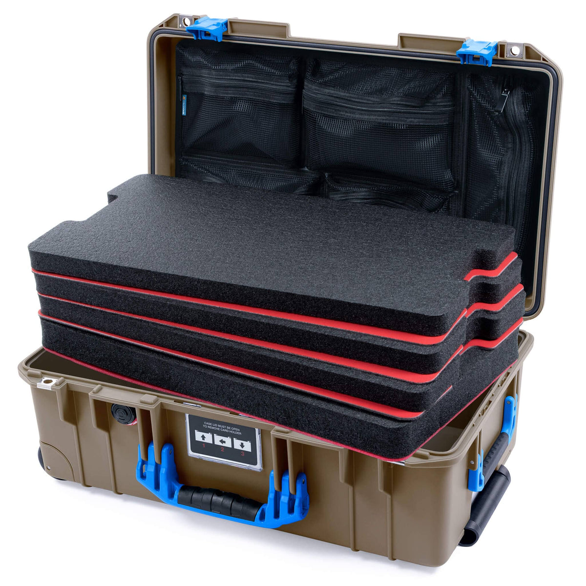 Pelican 1535 Air Case, Dark Desert Dirt with Blue Handles &amp; Latches ColorCase 