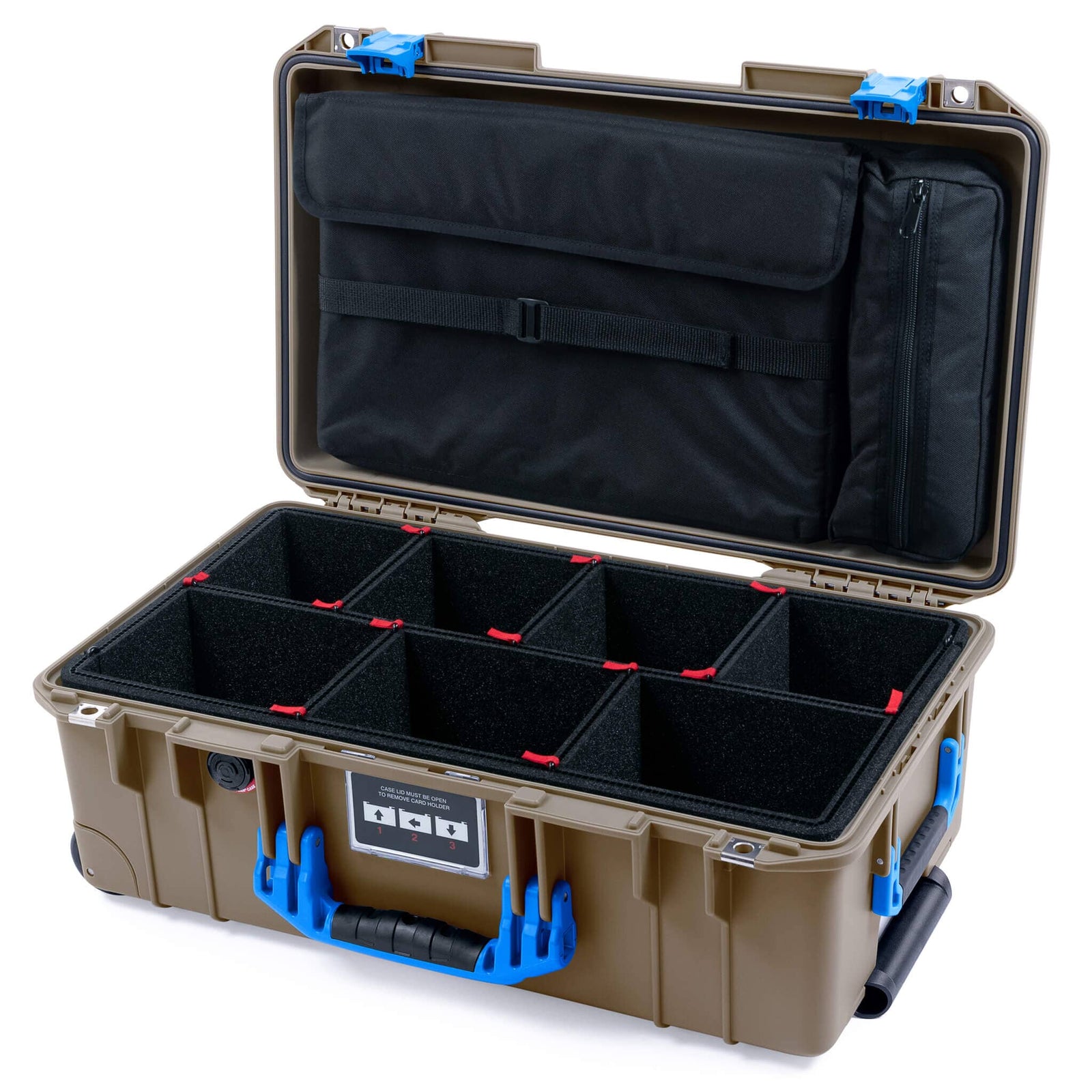 Pelican 1535 Air Case, Dark Desert Dirt with Blue Handles & Latches ColorCase 