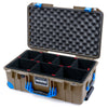 Pelican 1535 Air Case, Dark Desert Dirt with Blue Handles, Latches & Trolley TrekPak Divider System with Convoluted Lid Foam ColorCase 015350-0020-580-121-120