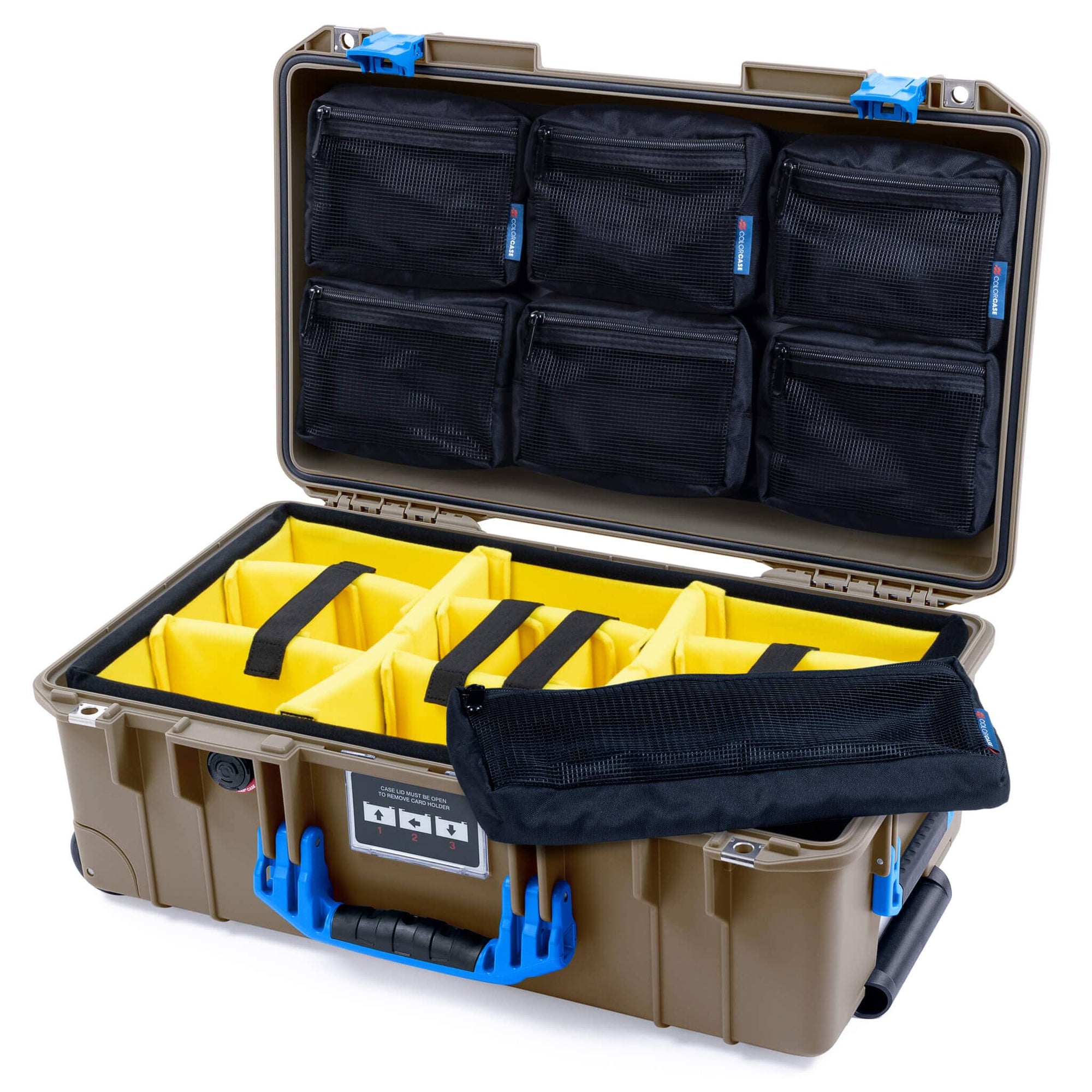 Pelican 1535 Air Case, Dark Desert Dirt with Blue Handles & Latches ColorCase