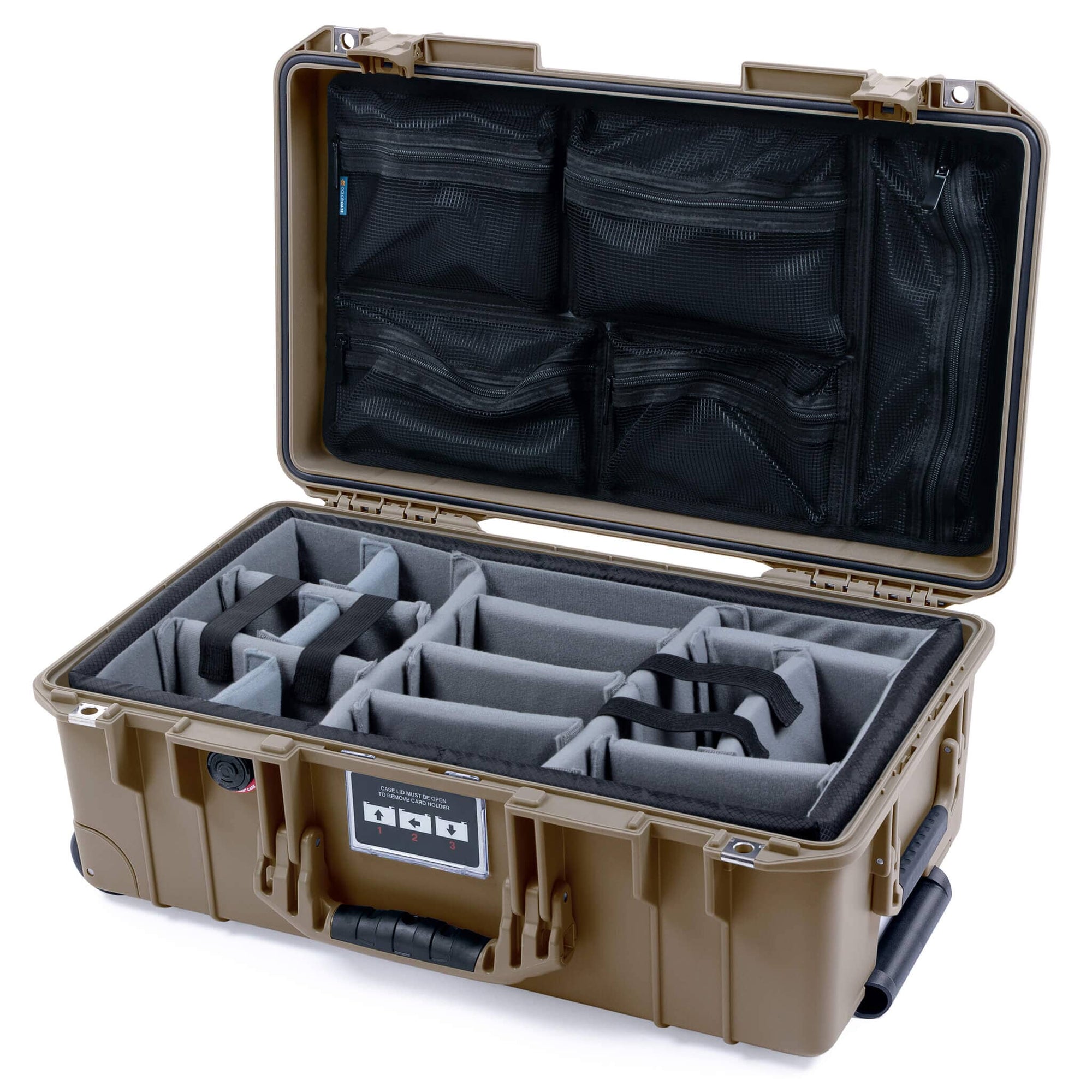 Pelican 1535 Air Case, Dark Desert Dirt Gray Padded Microfiber Dividers with Mesh Lid Organizer ColorCase 015350-0170-580-581