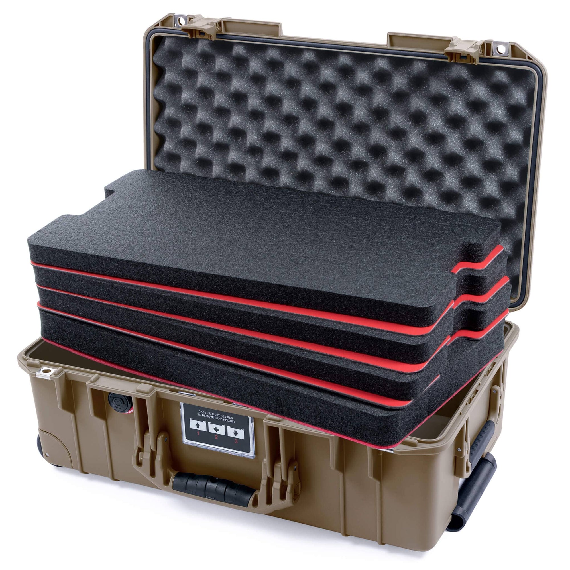 Pelican 1535 Air Case, Dark Desert Dirt Custom Tool Kit (4 Foam Inserts with Convoluted Lid Foam) ColorCase 015350-0060-580-581