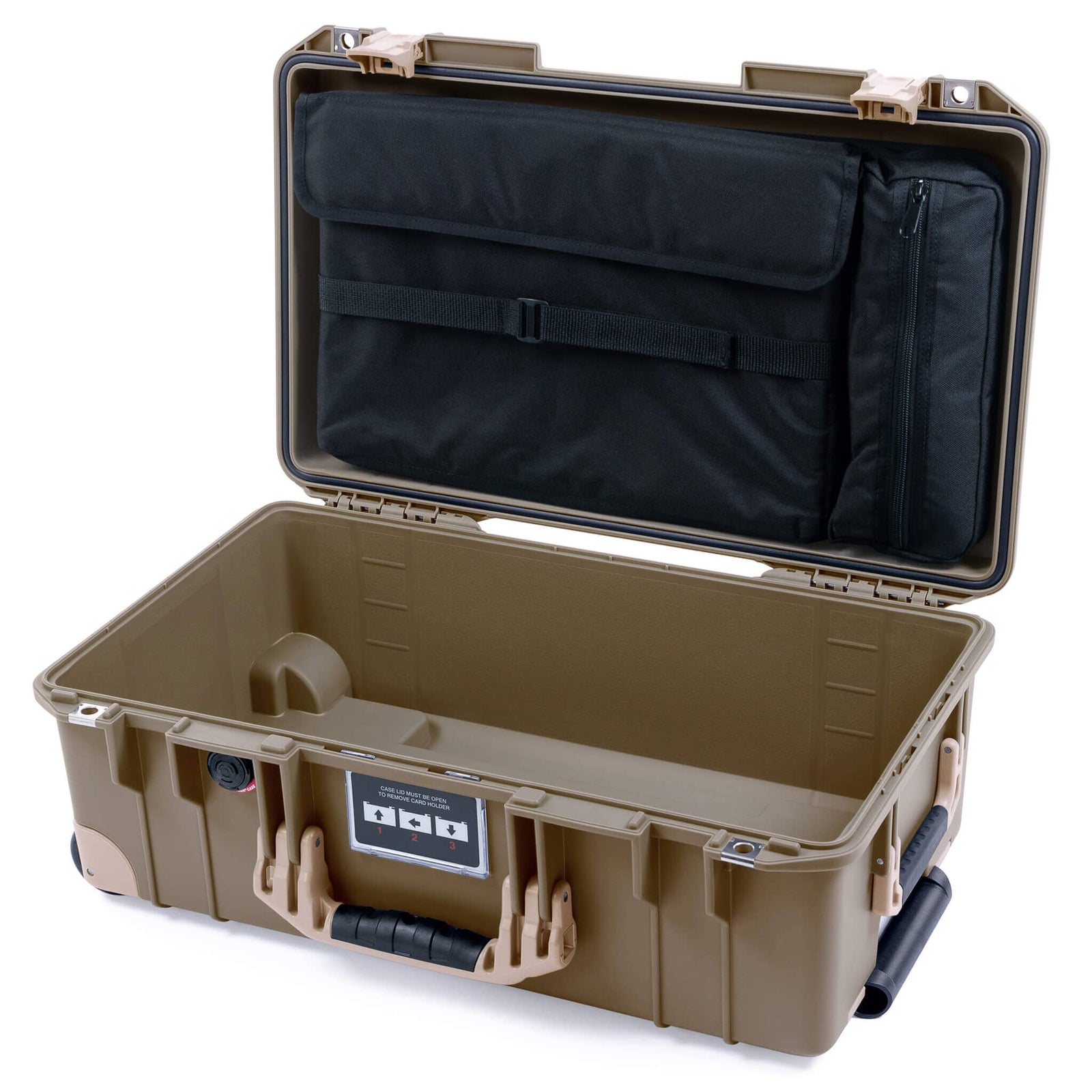 Pelican 1535 Air Case, Dark Desert Dirt with Desert Tan Handles, Latches & Trolley Laptop Computer Lid Pouch Only ColorCase 015350-0200-580-311-310