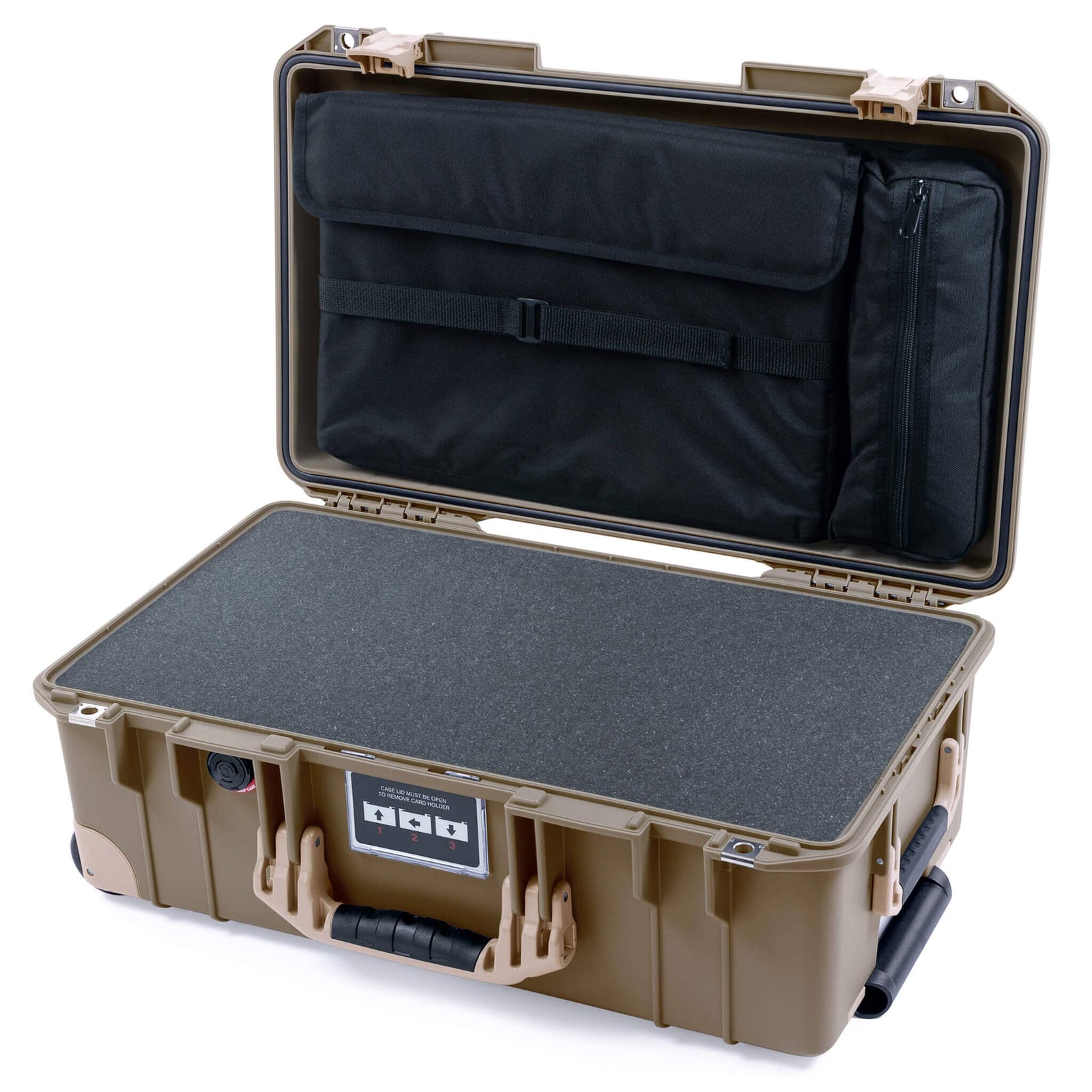 Pelican 1535 Air Case, Dark Desert Dirt with Desert Tan Handles, Latches & Trolley Pick & Pluck Foam with Computer Pouch ColorCase 015350-0201-580-311-310
