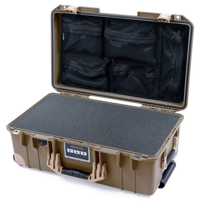 Pelican 1535 Air Case, Dark Desert Dirt with Desert Tan Handles, Latches & Trolley Pick & Pluck Foam with Mesh Lid Organizer ColorCase 015350-0101-580-311-310