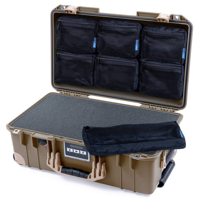 Pelican 1535 Air Case, Dark Desert Dirt with Desert Tan Handles, Latches & Trolley Pick & Pluck Foam with 7-Piece Removable Mesh Pouches ColorCase 015350-0701-580-311-310