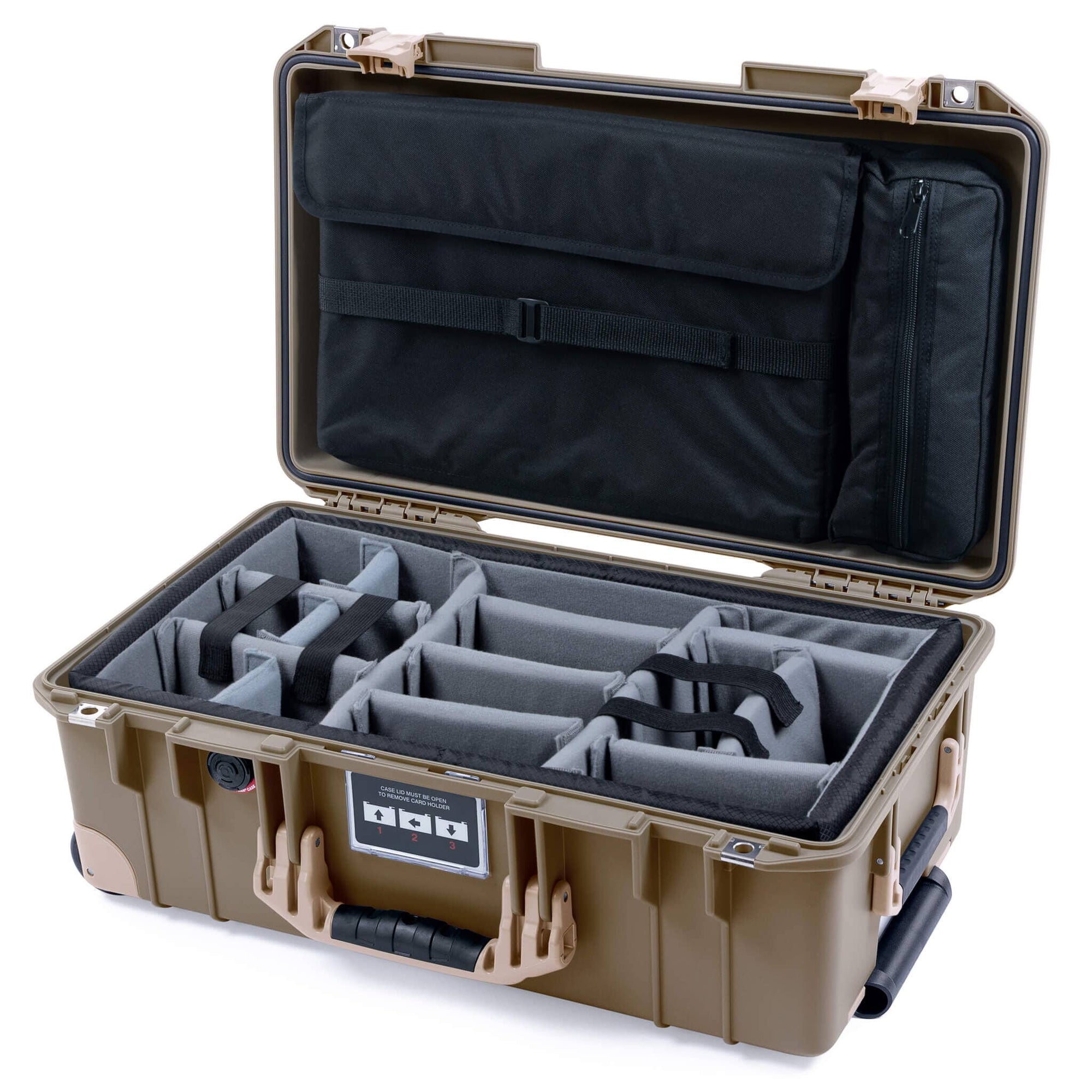 Pelican 1535 Air Case, Dark Desert Dirt with Desert Tan Handles, Latches & Trolley Gray Padded Microfiber Dividers with Computer Pouch ColorCase 015350-0270-580-311-310