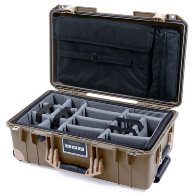 Pelican 1535 Air Case, Dark Desert Dirt with Desert Tan Handles, Latches & Trolley Gray Padded Microfiber Dividers with Computer Pouch ColorCase 015350-0270-580-311-310