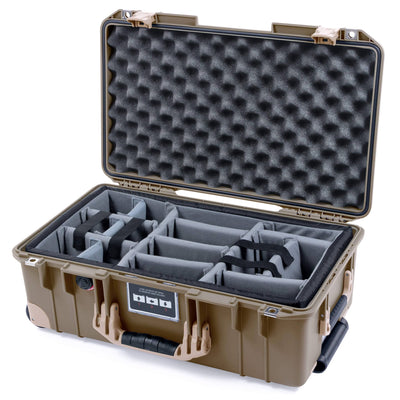 Pelican 1535 Air Case, Dark Desert Dirt with Desert Tan Handles, Latches & Trolley Gray Padded Microfiber Dividers with Convoluted Lid Foam ColorCase 015350-0070-580-311-310