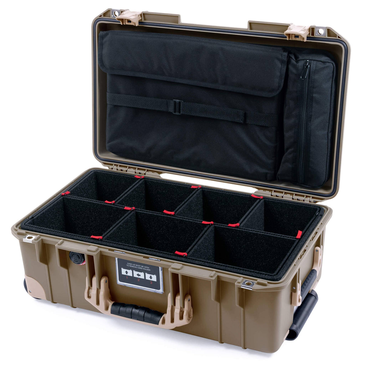 Pelican 1535 Air Case, Dark Desert Dirt with Desert Tan Handles, Latches &amp; Trolley TrekPak Divider System with Computer Pouch ColorCase 015350-0220-580-311-310