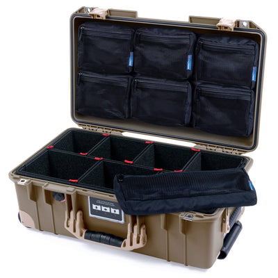 Pelican 1535 Air Case, Dark Desert Dirt with Desert Tan Handles, Latches & Trolley TrekPak Divider System with 7-Piece Removable Mesh Pouches ColorCase 015350-0720-580-311-310