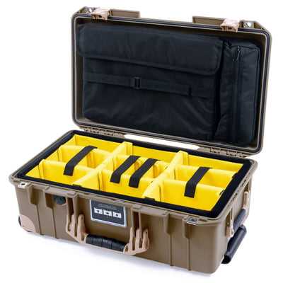 Pelican 1535 Air Case, Dark Desert Dirt with Desert Tan Handles, Latches & Trolley Yellow Padded Microfiber Dividers with Computer Pouch ColorCase 015350-0210-580-311-310