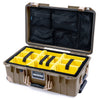 Pelican 1535 Air Case, Dark Desert Dirt with Desert Tan Handles, Latches & Trolley Yellow Padded Microfiber Dividers with Mesh Lid Organizer ColorCase 015350-0110-580-311-310