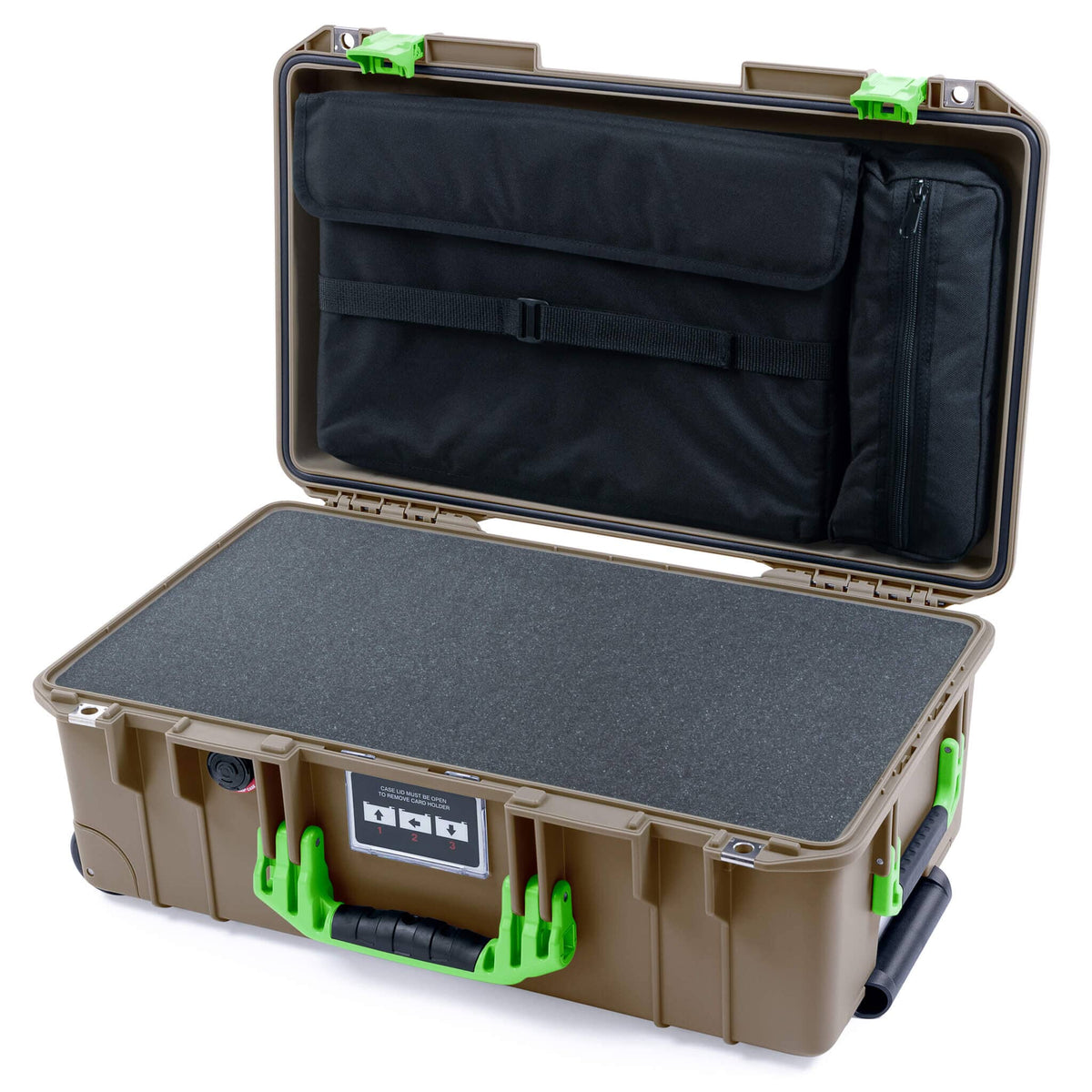 Pelican 1535 Air Case, Dark Desert Dirt with Lime Green Handles &amp; Latches ColorCase 