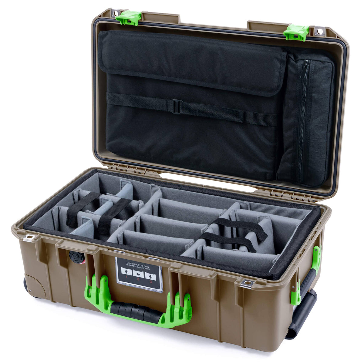 Pelican 1535 Air Case, Dark Desert Dirt with Lime Green Handles &amp; Latches ColorCase 