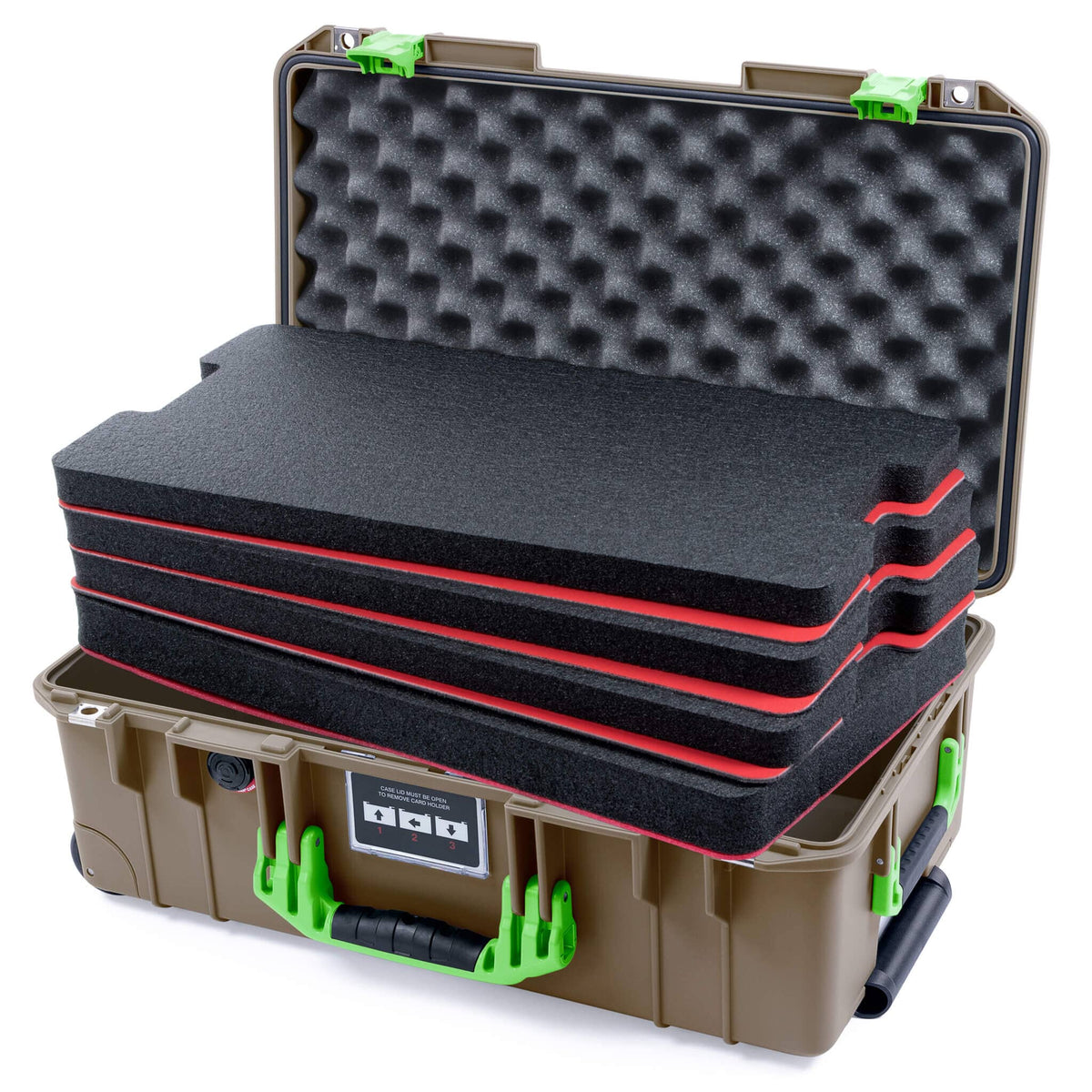 Pelican 1535 Air Case, Dark Desert Dirt with Lime Green Handles &amp; Latches ColorCase 