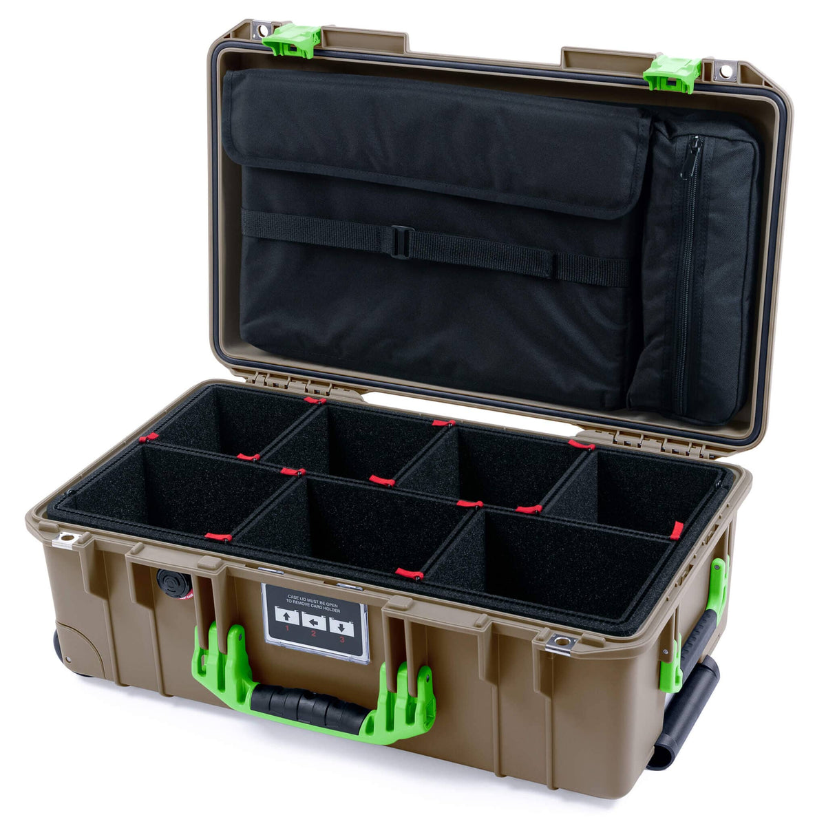 Pelican 1535 Air Case, Dark Desert Dirt with Lime Green Handles &amp; Latches ColorCase 