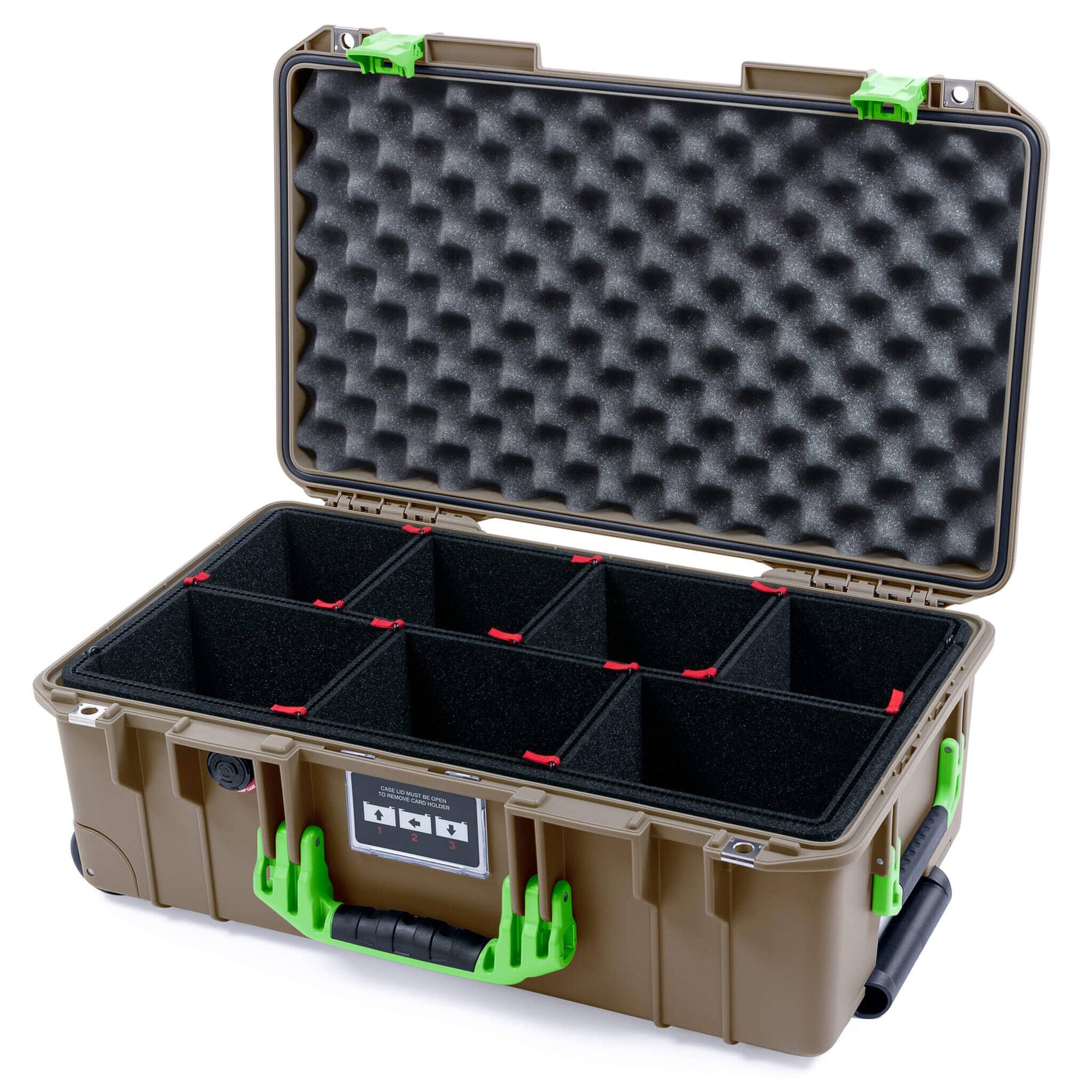Pelican 1535 Air Case, Dark Desert Dirt with Lime Green Handles & Latches ColorCase